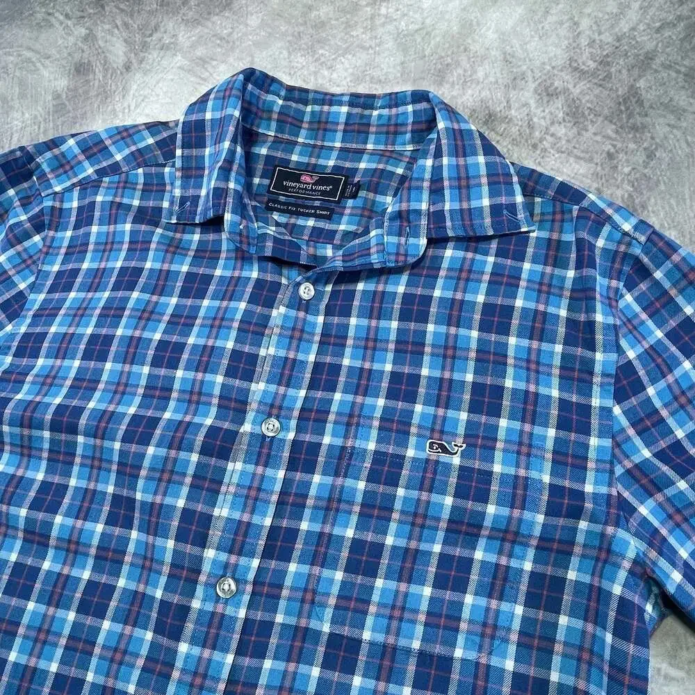 Vineyard Vines Performance Classic Tucker Plaid Flannel Button Down Shirt Sz S